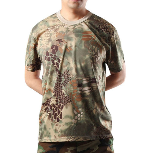 Summer Outdoor  Camouflage T shirt Men Breathable Army Tactical Combat T Shirt Military Dry Sport Tee
